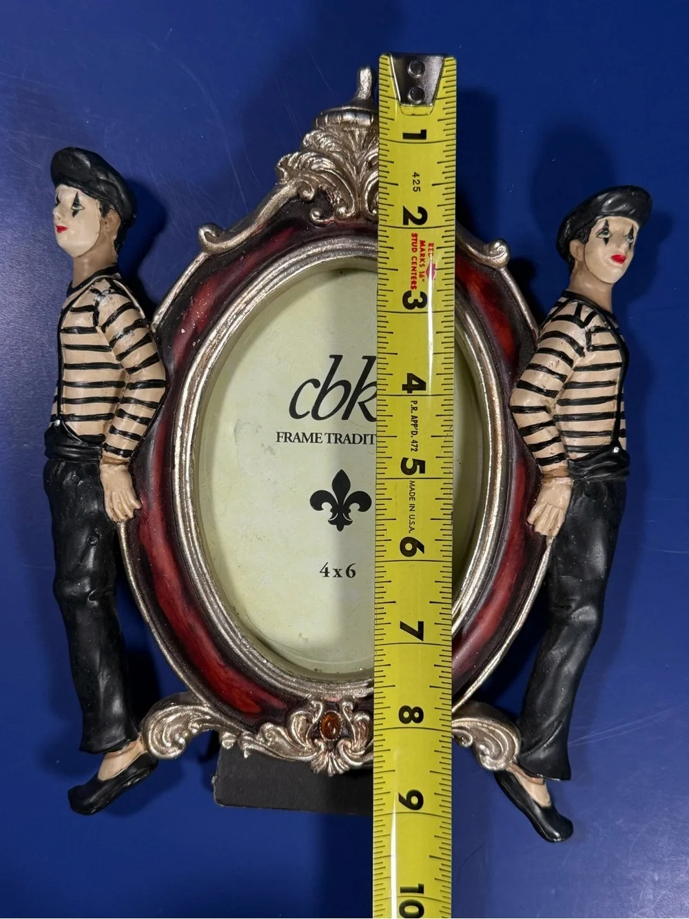 Vintage CBK Paris Mime Picture Frame 4x6 Resin Glass Freestanding French Theme
